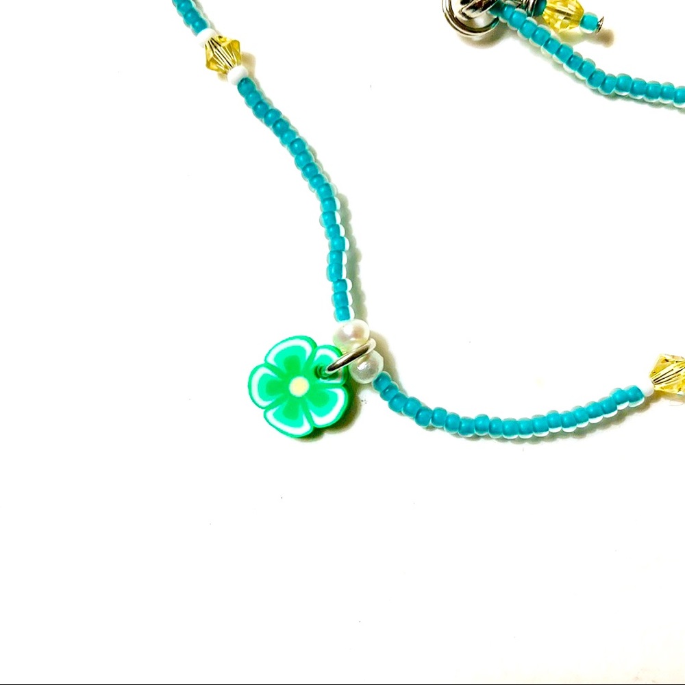 Handmade Green and Yellow Flower Anklet